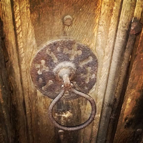 Patti pointed out this example of a sanctuary knocker on a door in Elford church, dating to circa 1450AD. By touchin the knocker, a fugitive from the law could be given sanctuary in the church for a period of time. If they made it that far. One example given by Karl Shoemaker in his book 'Sanctuary and Crime in the Middle Ages' tells of Elyas, a chaplain imprisoned in Staffordshire to await trial for murder, who 'killed the gaoler's attendant, escaped from the prison & fled towards the church'. The gaoler & others from Staffordshire pursued him and cut off his head before he could reach the church'. Another example comes from Colton History Society - in 1270 Nicholas son of William De Colton stabbed Adam, son of Hereward in a brawl; he fled to the church and took sanctuary. Claiming sanctuary was abolished 1623.